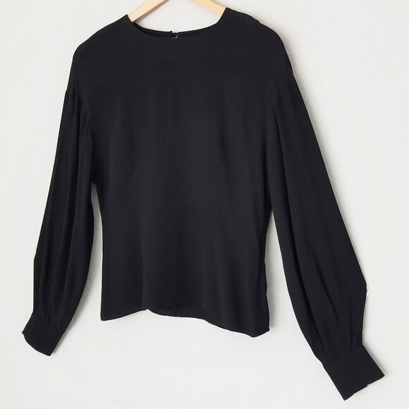 NEW & Other Stories Oversized Sleeve Blouse Black Size 4 Viscose Crepe Classic - Picture 4 of 16